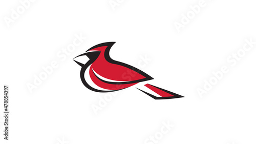 Fotografia Creative Red Bird Cardinal Abstract Logo Design Vector