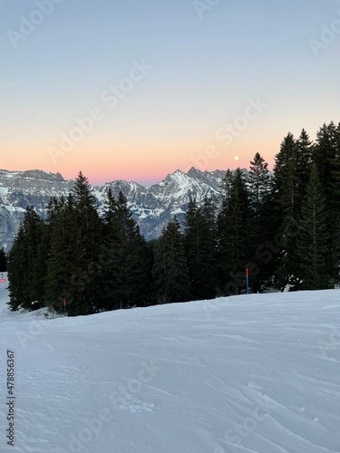 Mountains view in Switzerland on winter