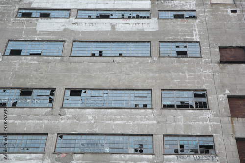 Old and rusty abandoned factory and storage buildings