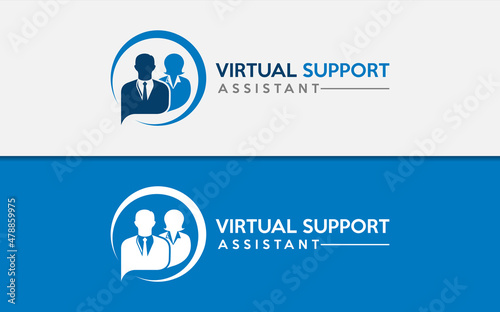 Virtual Support Assistant Logo Design Illustration.