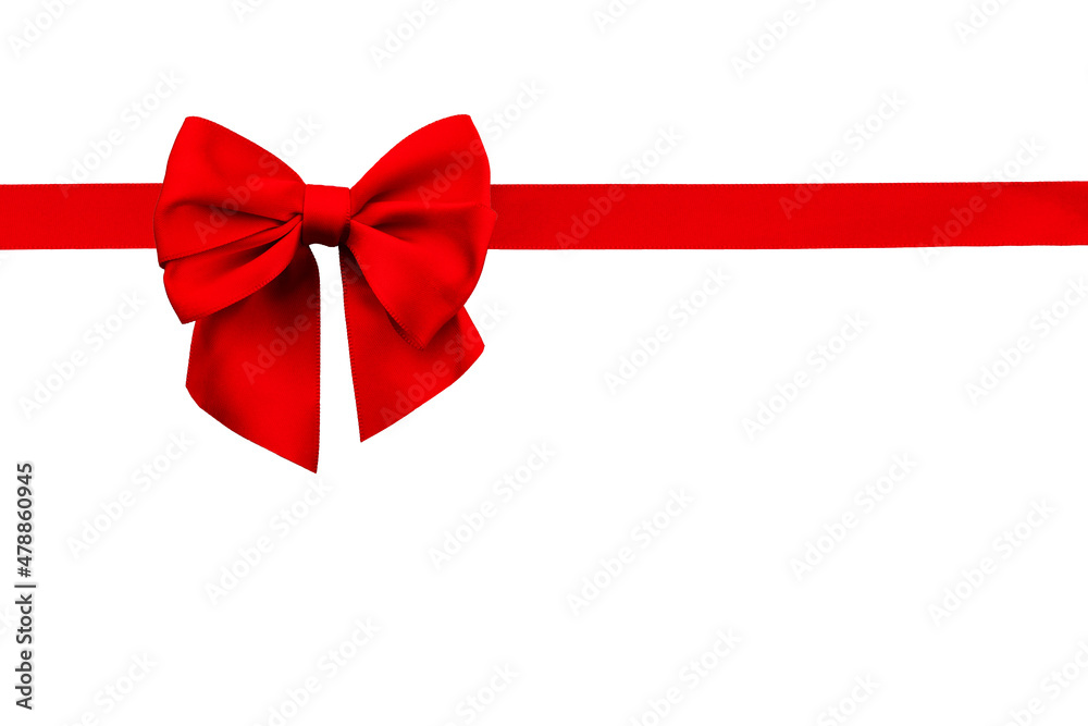 gift red satin bow for gift decoration, isolated on a white background gift red satin bow for gift decoration, isolated on a white background
