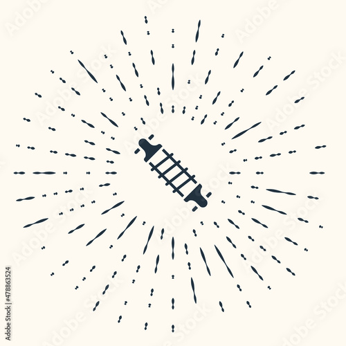 Grey Bicycle suspension icon isolated on beige background. Abstract circle random dots. Vector