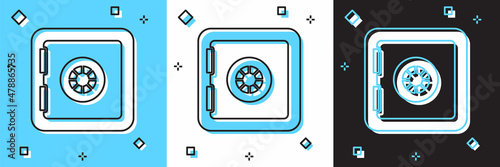 Set Safe icon isolated on blue and white, black background. The door safe a bank vault with a combination lock. Reliable Data Protection. Vector