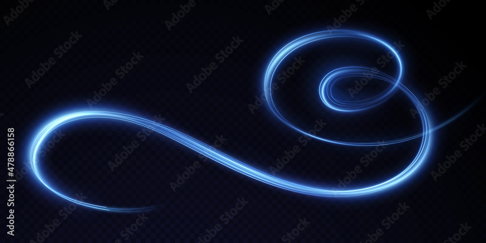 Glowing blue dynamic twirl. PNG Futuristic light strip, line in motion on a transparent background. Electric power current conductor. Vector PNG. Glowing blue dynamic twirl. PNG Futuristic light strip, line in motion on a transparent background. Electric power current conductor. Vector PNG.