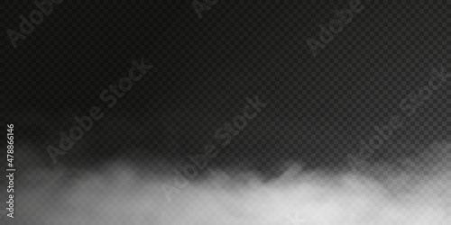 White smoke puff isolated on transparent black background. PNG. Steam explosion special effect. Effective texture of steam, fog, smoke png. Vector illustration 
