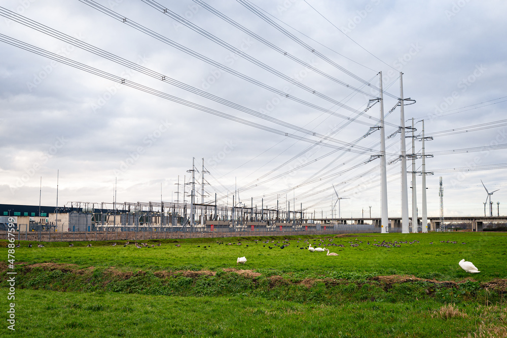 High voltage electric transformation station in Zoetermeer, Netherlands