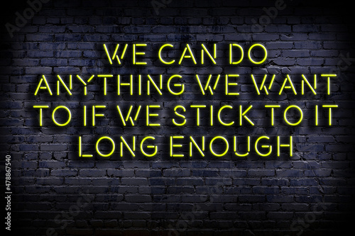 Fotografía Smart and motivational quotation. Neon sign on brick wall