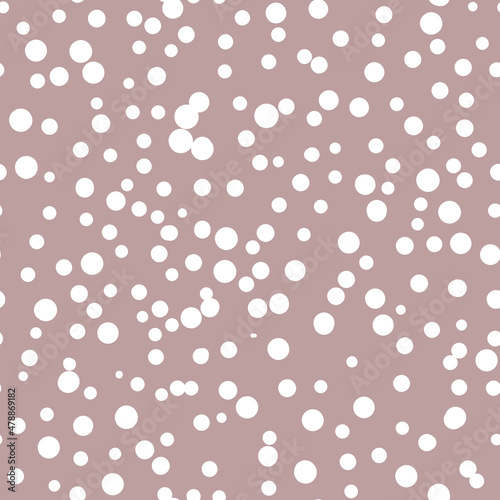 Abstract hand drown polka dots background. Pink dotted seamless pattern with white circles. Template design for invitation, poster, card, flyer, textile, fabric