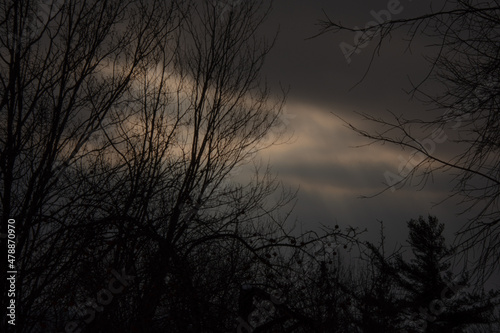 Sun rays breaking through the cloudy Canadian winter sky © Gilles Rivest