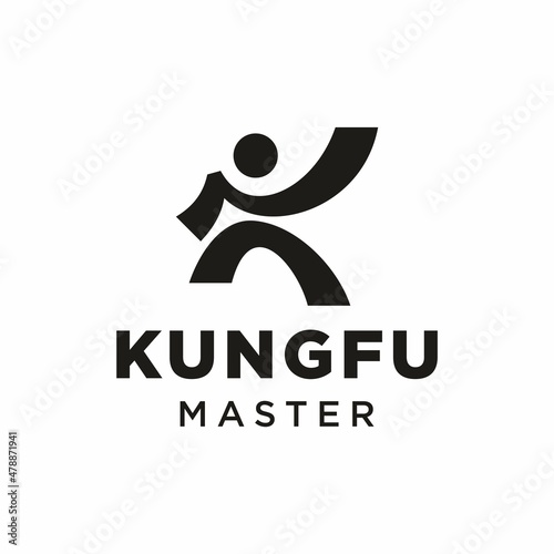 letter k kungfu logo design