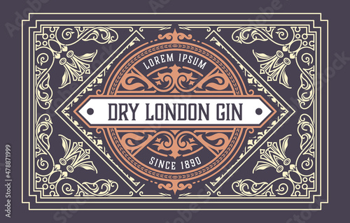 Whiskey label with old frames