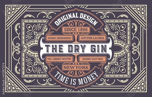 Whiskey label with old frames