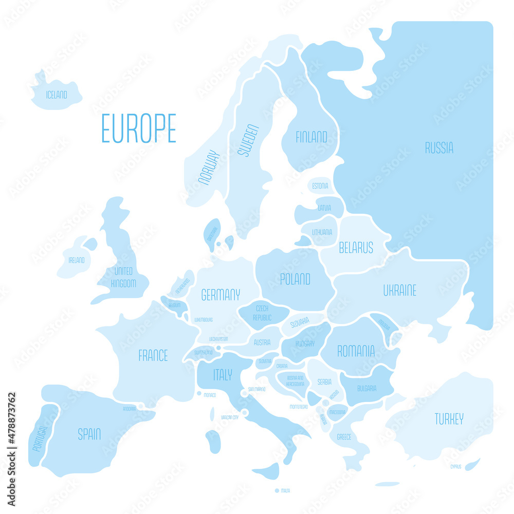 Simplified smooth map of Europe