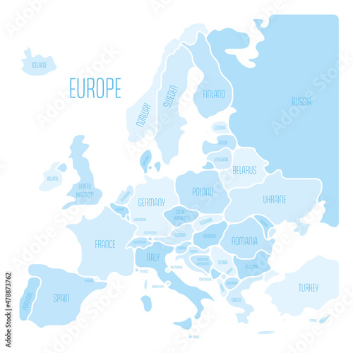 Simplified smooth map of Europe photo