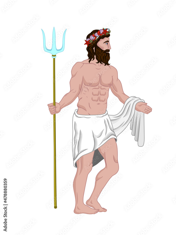 Vector illustration of Poseidon holding a trident Vector illustration of Poseidon holding a trident