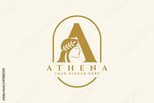Beauty letter A monogram athena goddess logo brand photo