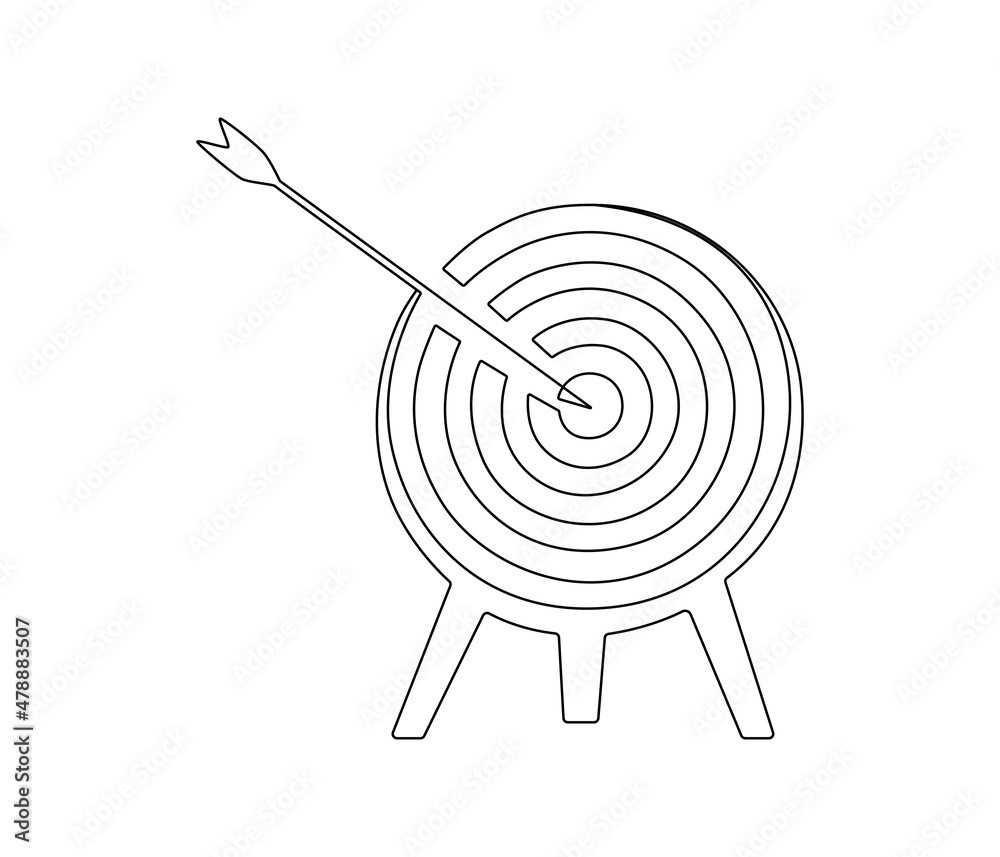 Target Drawing Simple Continuous one line drawing of Target with arrow standing on tripod ...