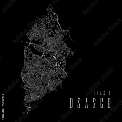 Osasco city vector map poster. Brazil municipality square linear street map, administrative municipal area.