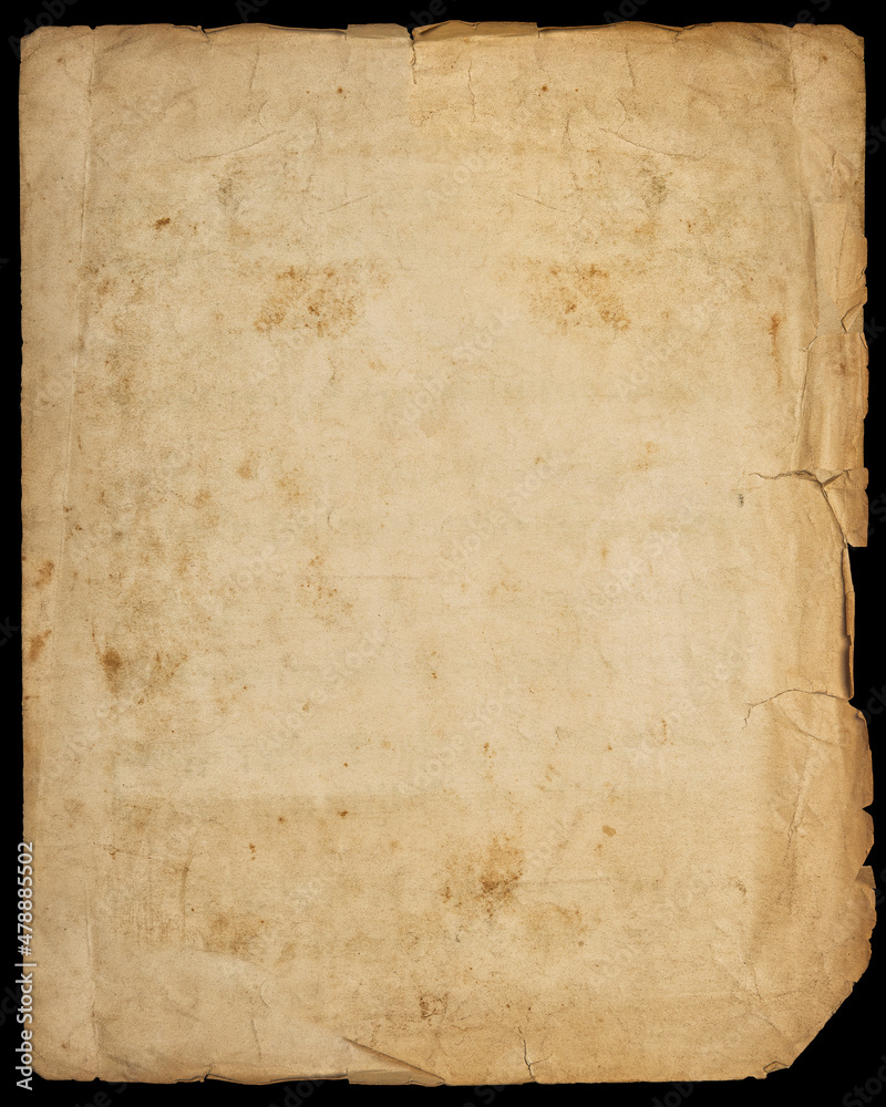 Old used paper sheet ripped edges. Grungy book page texture Old used paper sheet ripped edges. Grungy book page texture