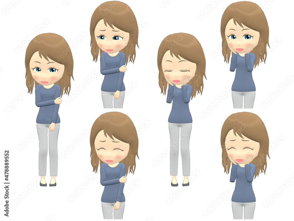 [Shy A] Caucasian Woman knitwear wavy hair front