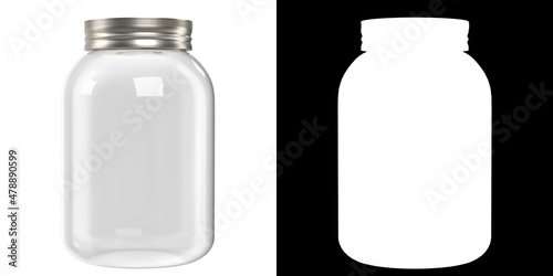 3D rendering illustration of a empty plastic jar