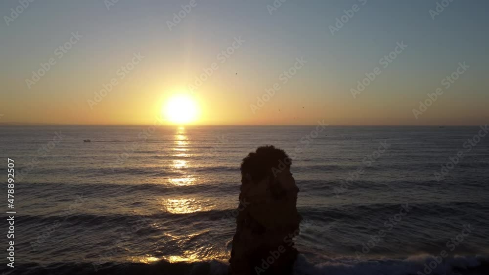Algarve Beach During Sunset, Drone - Algarve Beach During Sunset Algarve Beach During Sunset, Drone - Algarve Beach During Sunset