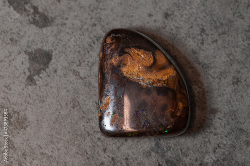 Colorful boulder opal gem from Koroit Australia photo