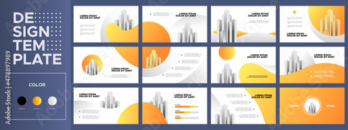 Powerpoint business presentation templates set. Use for business annual report, keynote, brochure design, website slider, landing page, company profile, facebook banner.