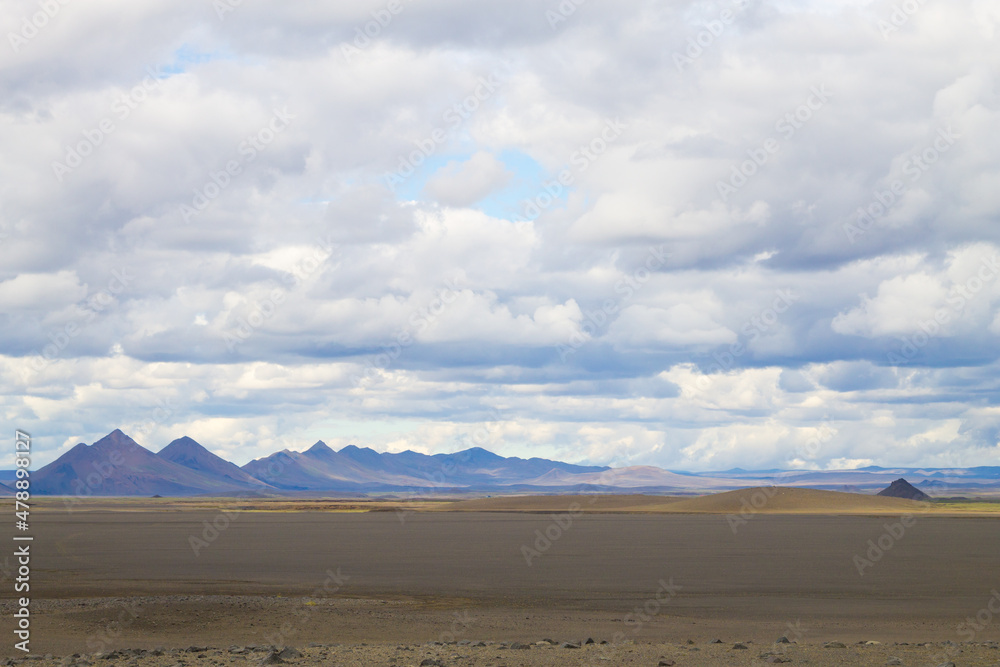Desolate landscape along central highlands of Iceland.