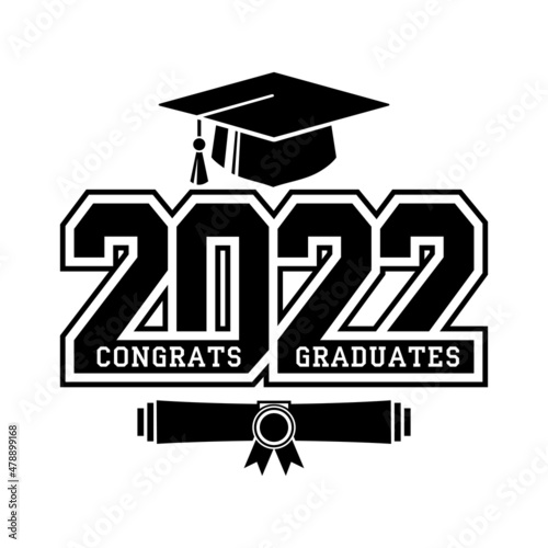 Lettering Class of 2022 for greeting, invitation card. Text for graduation design, congratulation event, T-shirt, party, high school or college graduate. Illustration, vector on transparent background