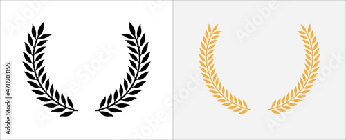 Laurel wreath icon. Foliage wreath vector icon. Round leaf wreath design for trophy crest, award and achievement border. Vector illustration collection.