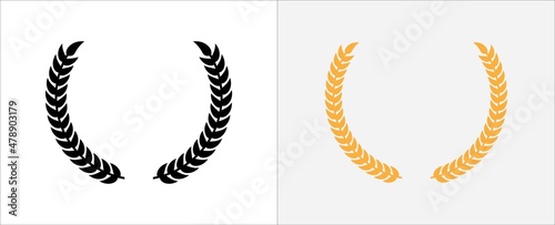 Laurel wreath icon. Foliage wheat wreath vector icon. Round leaf wreath design for trophy crest, award and achievement border. Vector illustration collection.