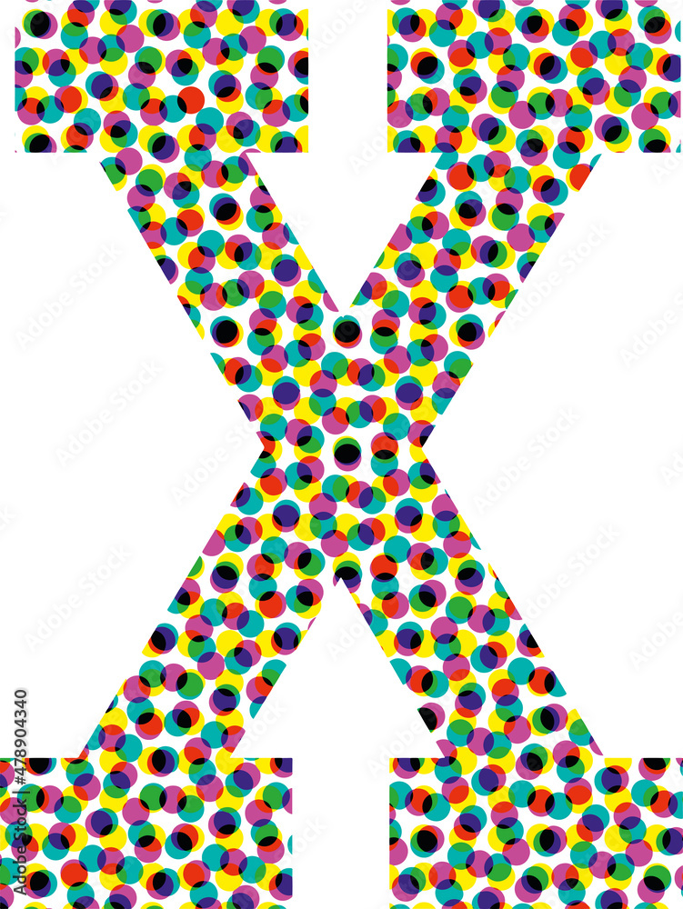 Colorful halftone font design LETTER X