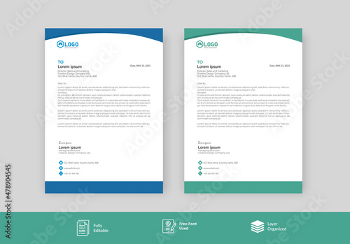new modern creative Letter Head Design, Business latter head Pad Design. abstract creative letterhead design colorful design corporate company letterhead.