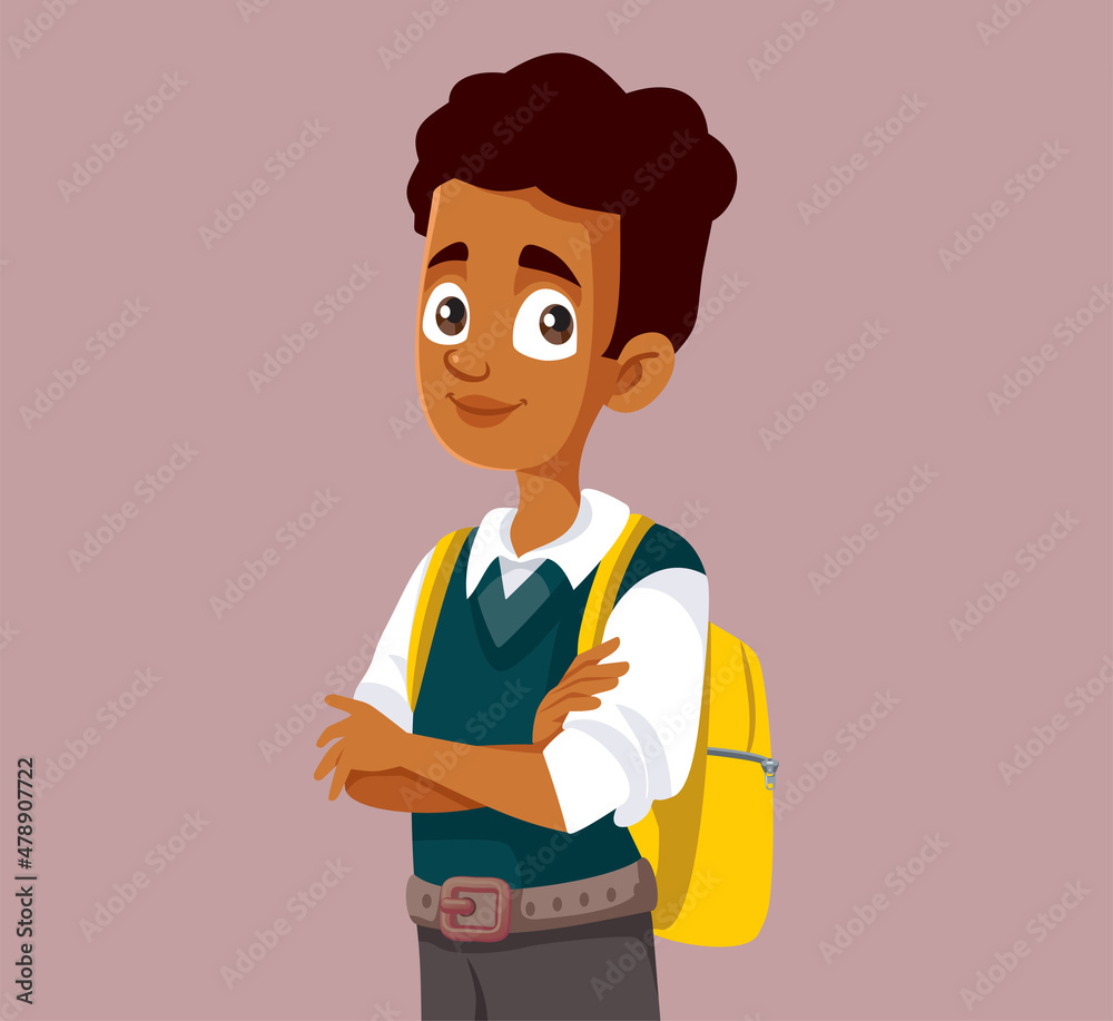 Cheerful Male Student with Backpack Vector Cartoon Illustration