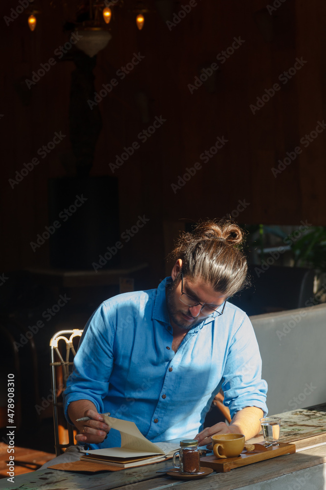 Portrait of a man in a cafe Portrait of a man in a cafe