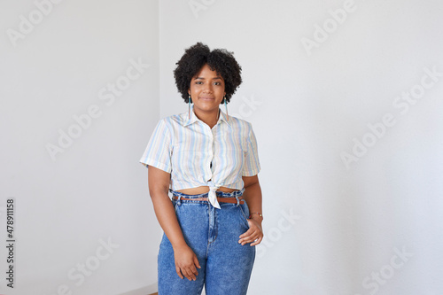 Stylish curve woman in crop top