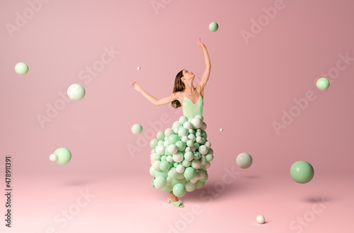 Dancer and spheres photo
