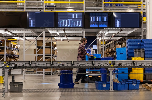 Computer monitors at warehouse
