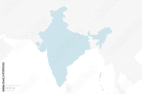 インドを中心とした、青いドットマップ。　大サイズ。