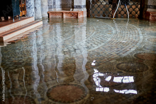 Venice heritage church interior submerged by rising sea photo