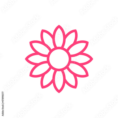 simple line flower icon on white background