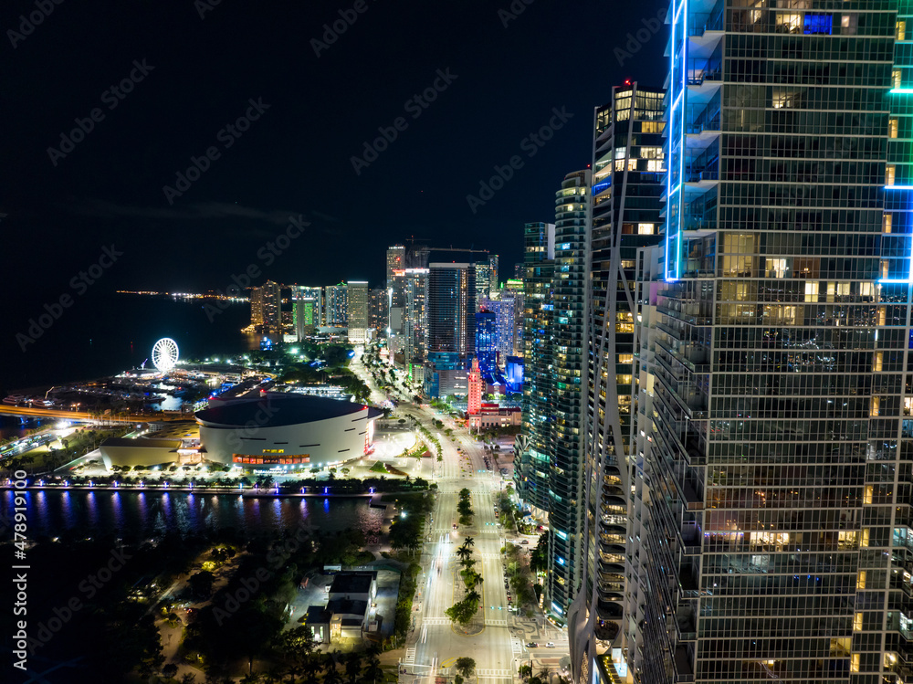 Aerial photo Downtown Miami Florida travel destination