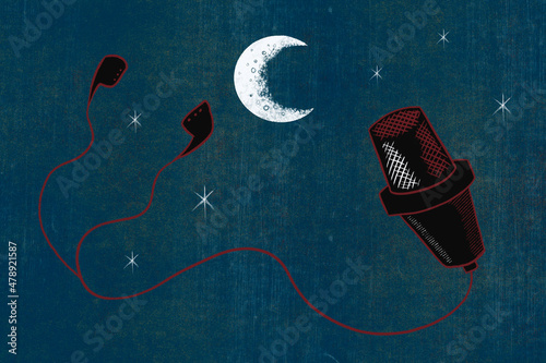 Nighttime podcast concept