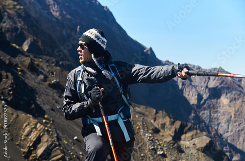 A man in the mountains photo