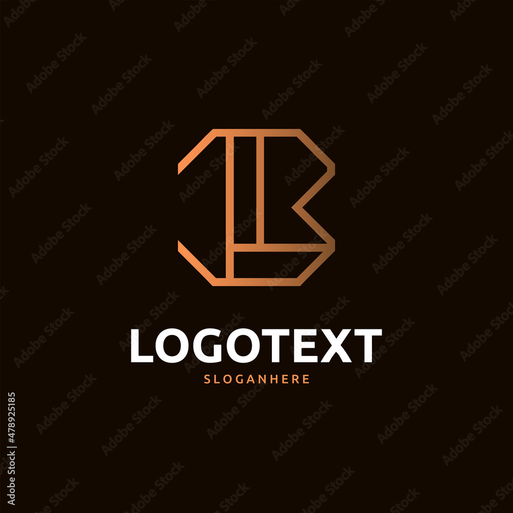 B letter golden logo abstract design on dark color background. B alphabet logo B letter golden logo abstract design on dark color background. B alphabet logo