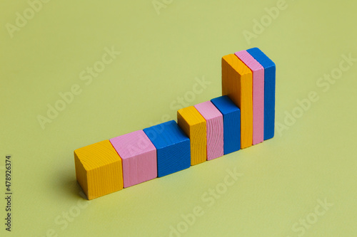 Сolorful wooden blocks lined up 