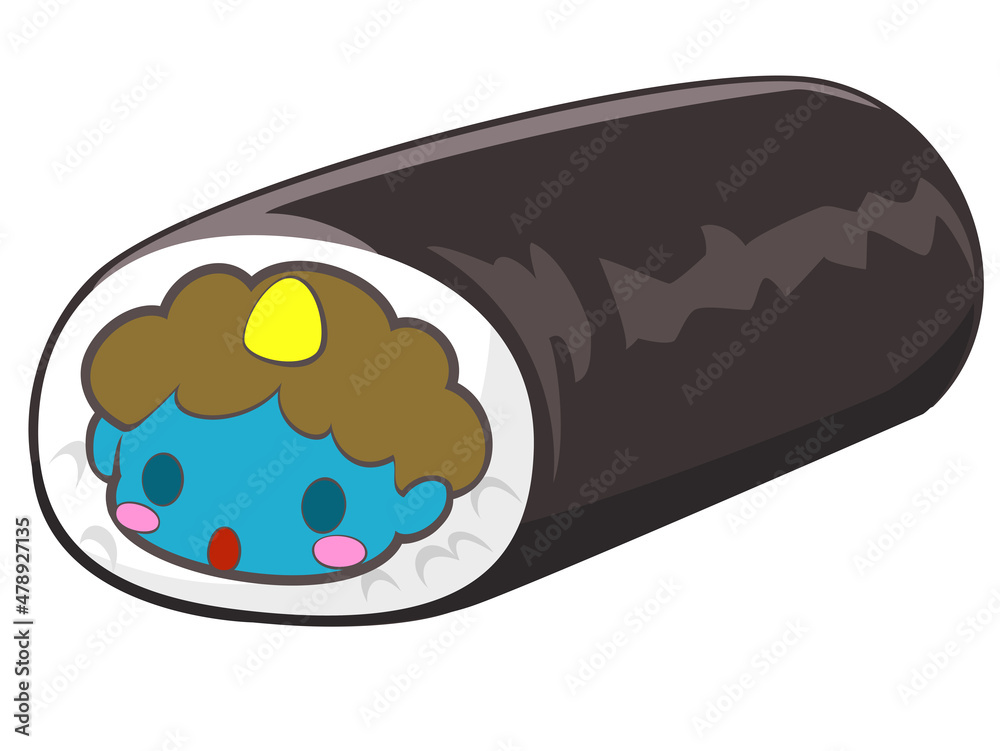青鬼の恵方巻き / 節分素材 アイコン/ベクター画像 青鬼の恵方巻き / 節分素材 アイコン/ベクター画像