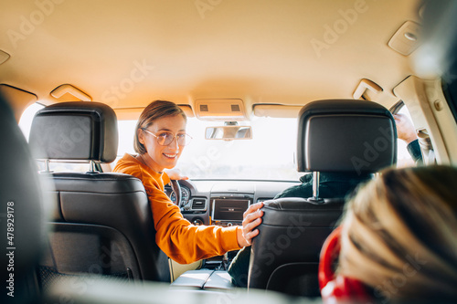 Family Driving in Car