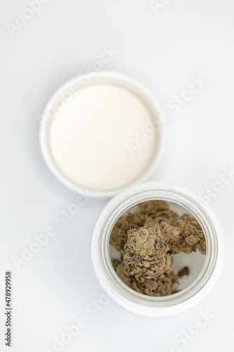 white container of cannabis isolated